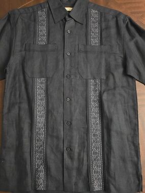 Havanera Men's Black Embroidered Short-Sleeve Shirt Jacket - Classic Style